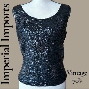 Vintage hand beaded virgin wool blouse. 1970’s. Back zip. Size medium. EUC!